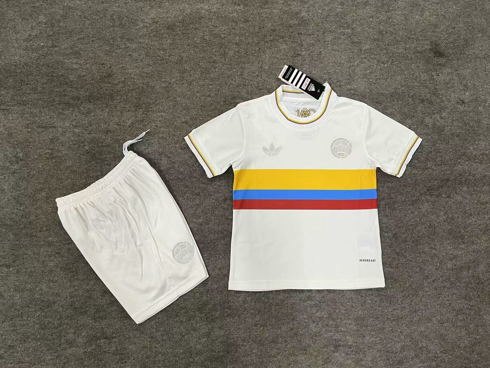 Kids-Colombia 2024 Home Centenary Soccer Jersey